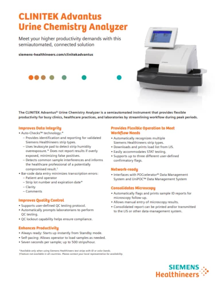 CLINITEK Advantus Urine Chemistry Analyzer — Анализатор мочи